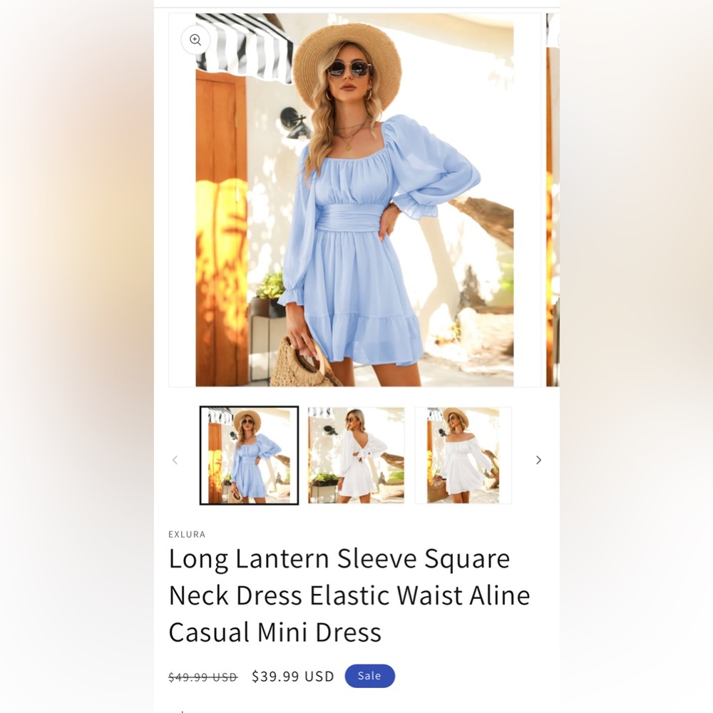 NWT Exlura light blue dress.  Size XS